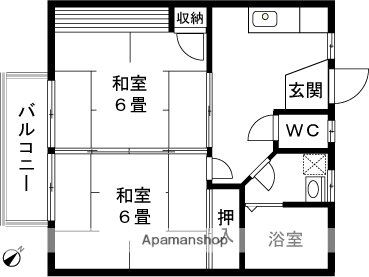 キャピトルハイツ下山(2K/2階)の間取り写真