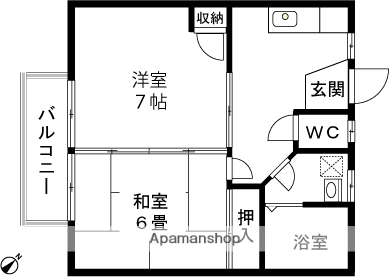 キャピトルハイツ下山(2K/2階)の間取り写真