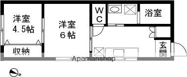 ハイツピュア(2K/1階)の間取り写真