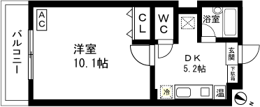 ベロウキャッスル(1DK/1階)の間取り写真