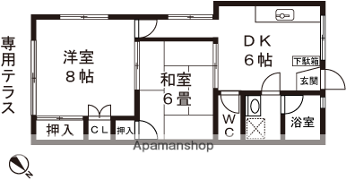 サンハイツ(2DK/1階)の間取り写真