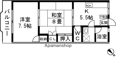 サンハイツ(2K/2階)の間取り写真