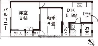 サンハイツ(2K/2階)の間取り写真