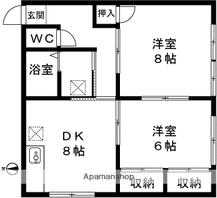 コーポみずなし(2DK/2階)の間取り写真