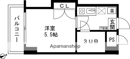 レクセル長岡(1K/9階)の間取り写真