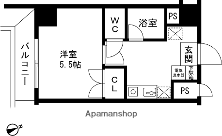 レクセル長岡(1K/3階)の間取り写真
