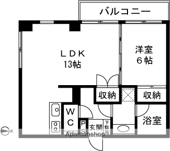 ニューグリーンミナミ(1LDK/4階)の間取り写真