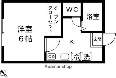 ハイツこぶし(1K/2階)の間取り写真