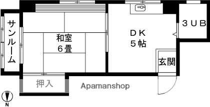 ハイツ松永(1DK/1階)の間取り写真