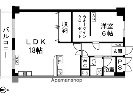 旭町いづみプラザ(1LDK/4階)の間取り写真