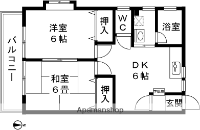 ニューリバティ(2DK/2階)の間取り写真