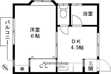コーポ蒔NO2(1DK/2階)の間取り写真