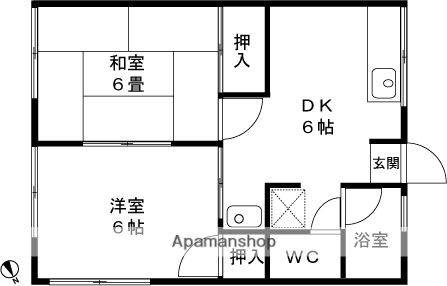 フェリエスレノマ(2DK/1階)の間取り写真