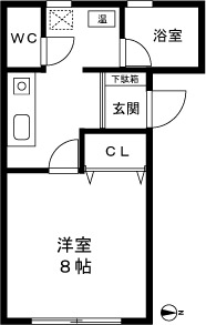 グッドハイツ(1K/2階)の間取り写真