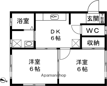 メゾン・ド・K(2DK/1階)の間取り写真