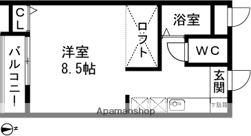 グランペール下山(1K/2階)の間取り写真