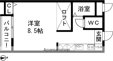 グランペール下山(1K/1階)の間取り写真