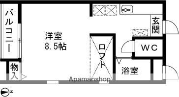 グランペール下山(1K/1階)の間取り写真