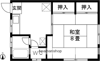 コープよしの(1K/2階)の間取り写真