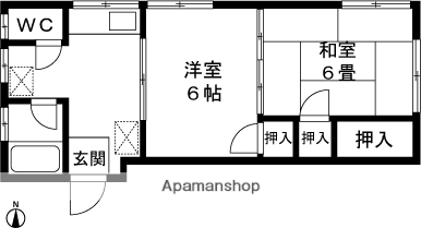 コープよしの(2K/1階)の間取り写真