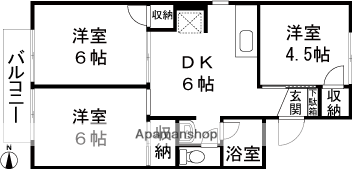 ピュアハイツ緑町(3DK/2階)の間取り写真