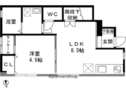 美沢レジデンスⅡ(1LDK/1階)の間取り写真