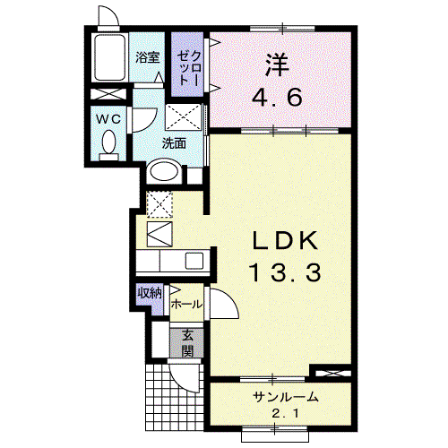 ベルアンジュ Ⅱ(1LDK/1階)の間取り写真