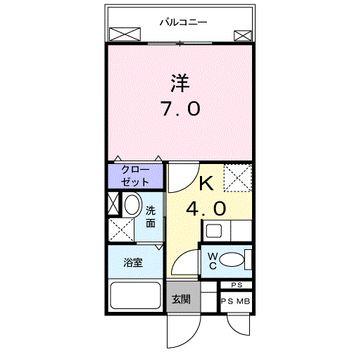 ベルミーユ(1K/1階)の間取り写真
