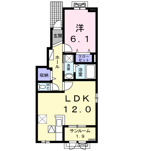 レグレード B(1LDK/1階)の間取り写真