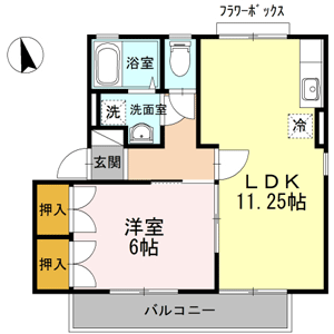 メゾン・ドゥジェームA(1LDK/1階)の間取り写真