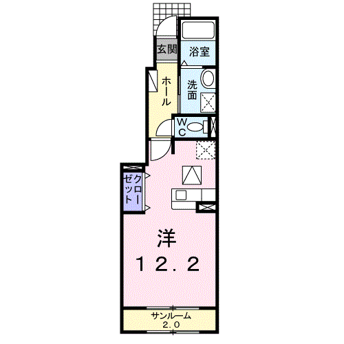 メゾ プリート(ワンルーム/1階)の間取り写真