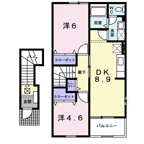 セレノピアッツァA(2DK/2階)の間取り写真