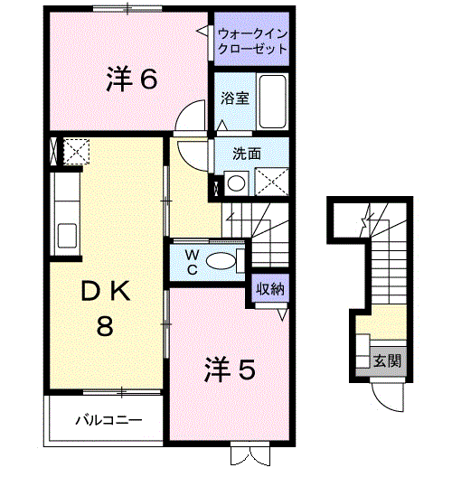 ライフE(2DK/2階)の間取り写真