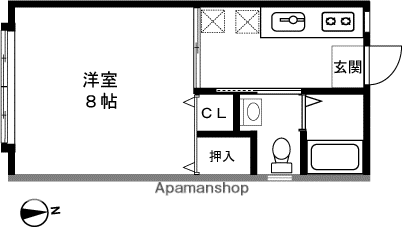 ウエストウッド(1K/1階)の間取り写真