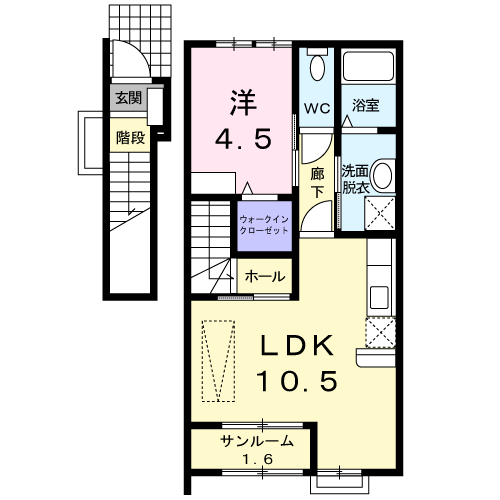 信越本線 長岡駅 バス乗車時間：38分 上岩井バス停で下車 徒歩2分 2階建 築18年(1LDK/2階)の間取り写真