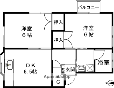 フローレスⅢ(2DK/2階)の間取り写真