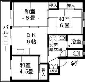 ビレッジハウス小国1号棟(3DK/2階)の間取り写真