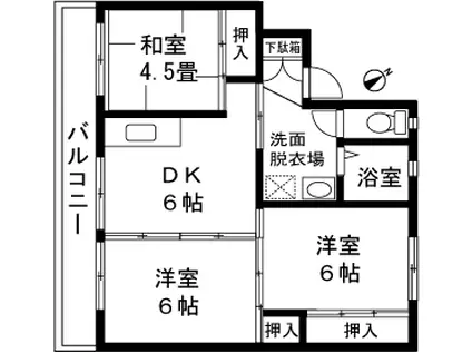 ビレッジハウス小国1号棟(3DK/1階)の間取り写真