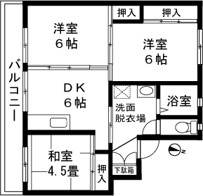 ビレッジハウス越路2号棟(3DK/3階)の間取り写真