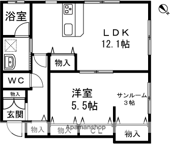 グランドゥールⅠ(1LDK/1階)の間取り写真