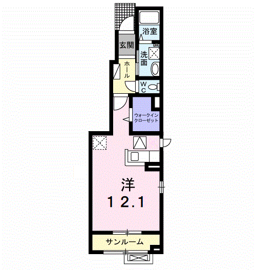 ルーチェバンビーナ(ワンルーム/1階)の間取り写真