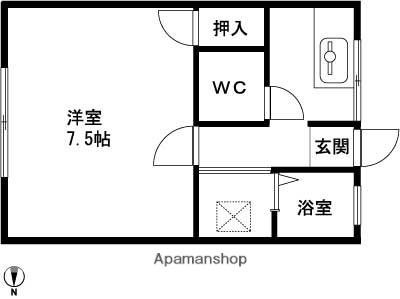 ペガサス美沢(1K/2階)の間取り写真