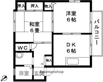 ハイツシービーⅠ(2DK/2階)の間取り写真