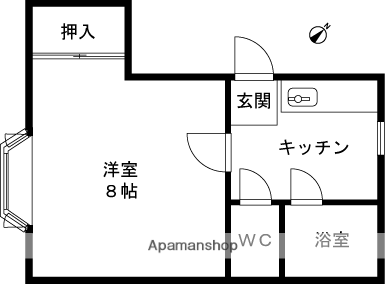 キャピトルハイツフレーズ(1K/2階)の間取り写真