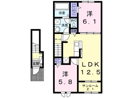 グランステラ(2LDK/2階)の間取り写真