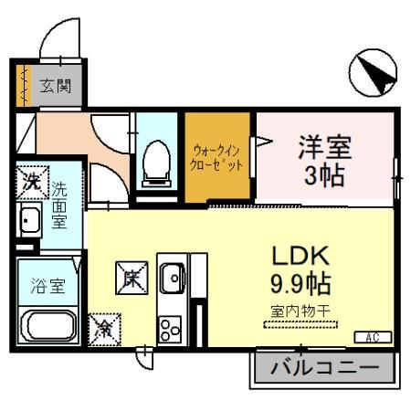 DーRООМ宮原Ⅱ(1LDK/1階)の間取り写真