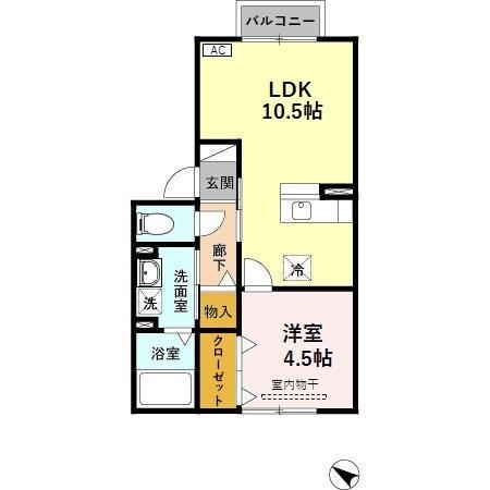 ロイヤルタウン美沢(1LDK/1階)の間取り写真