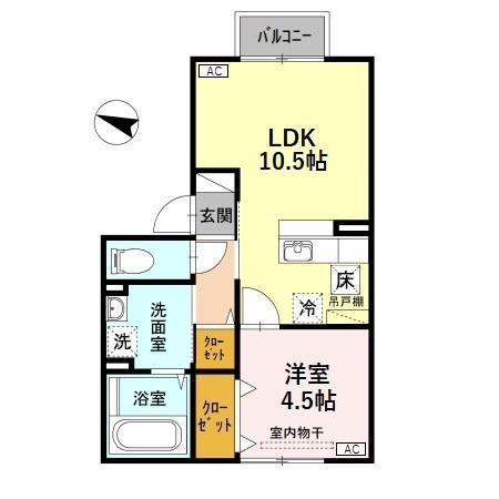 ロイヤルタウン美沢(1LDK/1階)の間取り写真