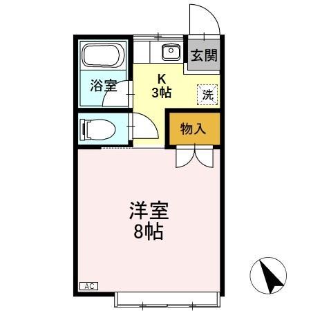 ヤチダハイツ(1K/1階)の間取り写真