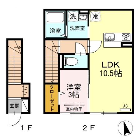 セジュールファミリア(1LDK/2階)の間取り写真